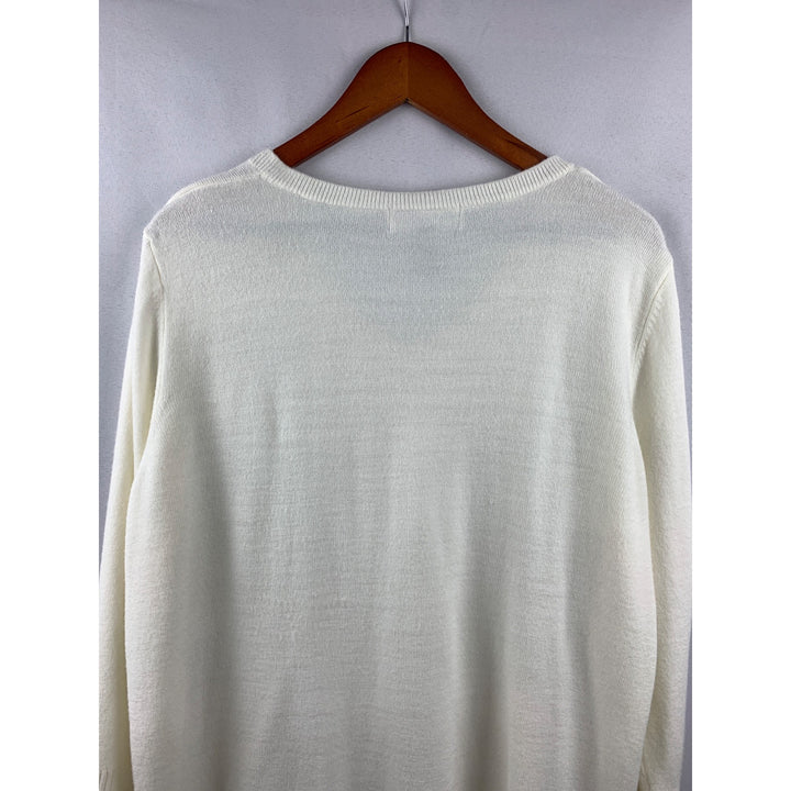 Woman’s Karen Scott White V Neck Sweater Size 1X