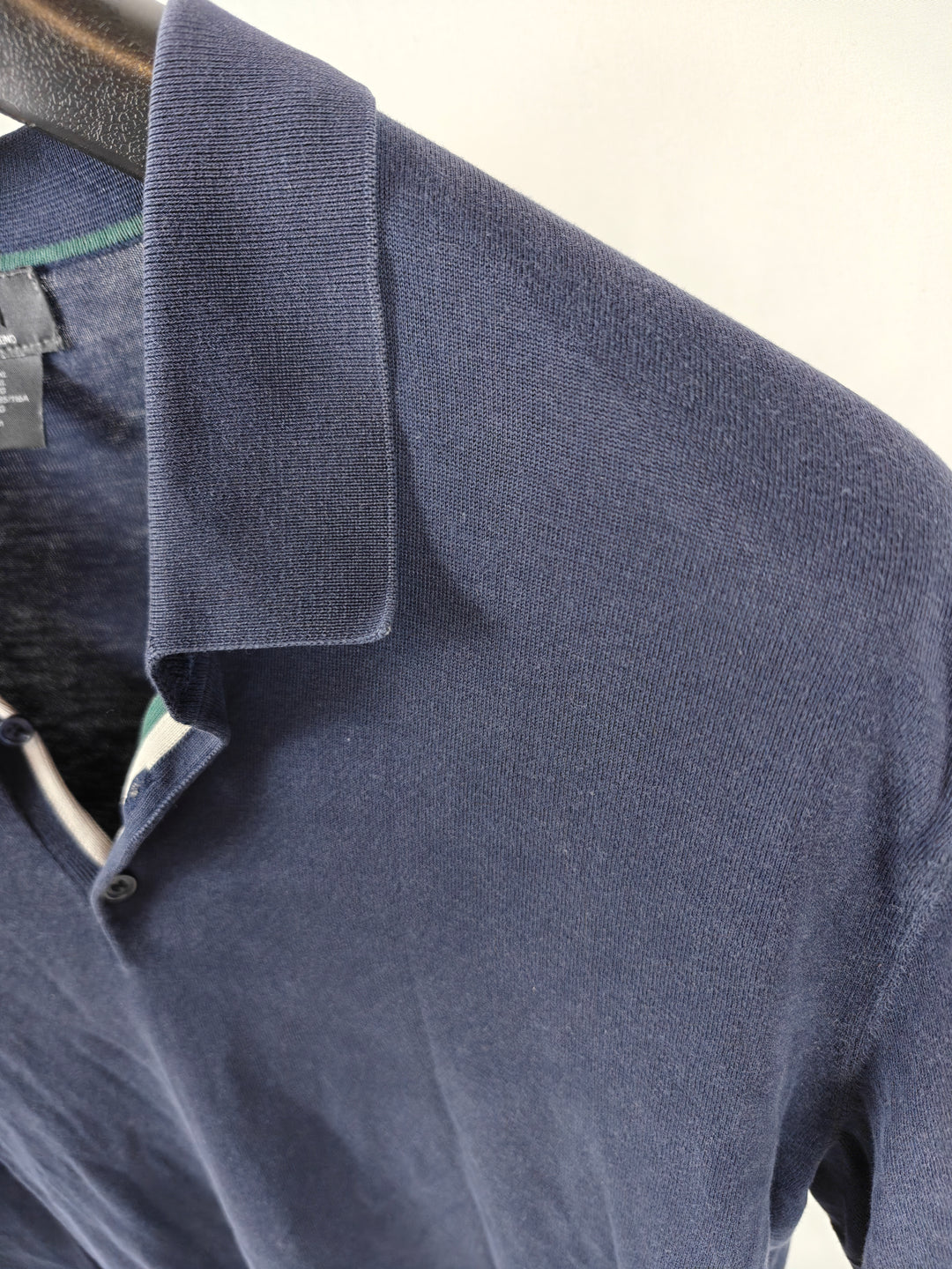 Men’s H&amp;M Silk Blend Knit Polo Shirt Navy Blue Size XL
