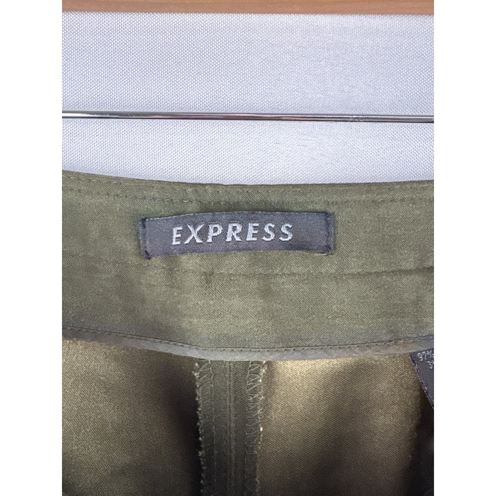 Express Olive Green Womens Pants Size 3/4 Polyester & Spandex