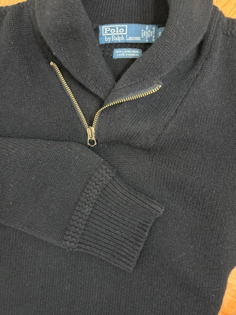 Polo Ralph Lauren Lambswool Half‑Zip Black Sweater SzL