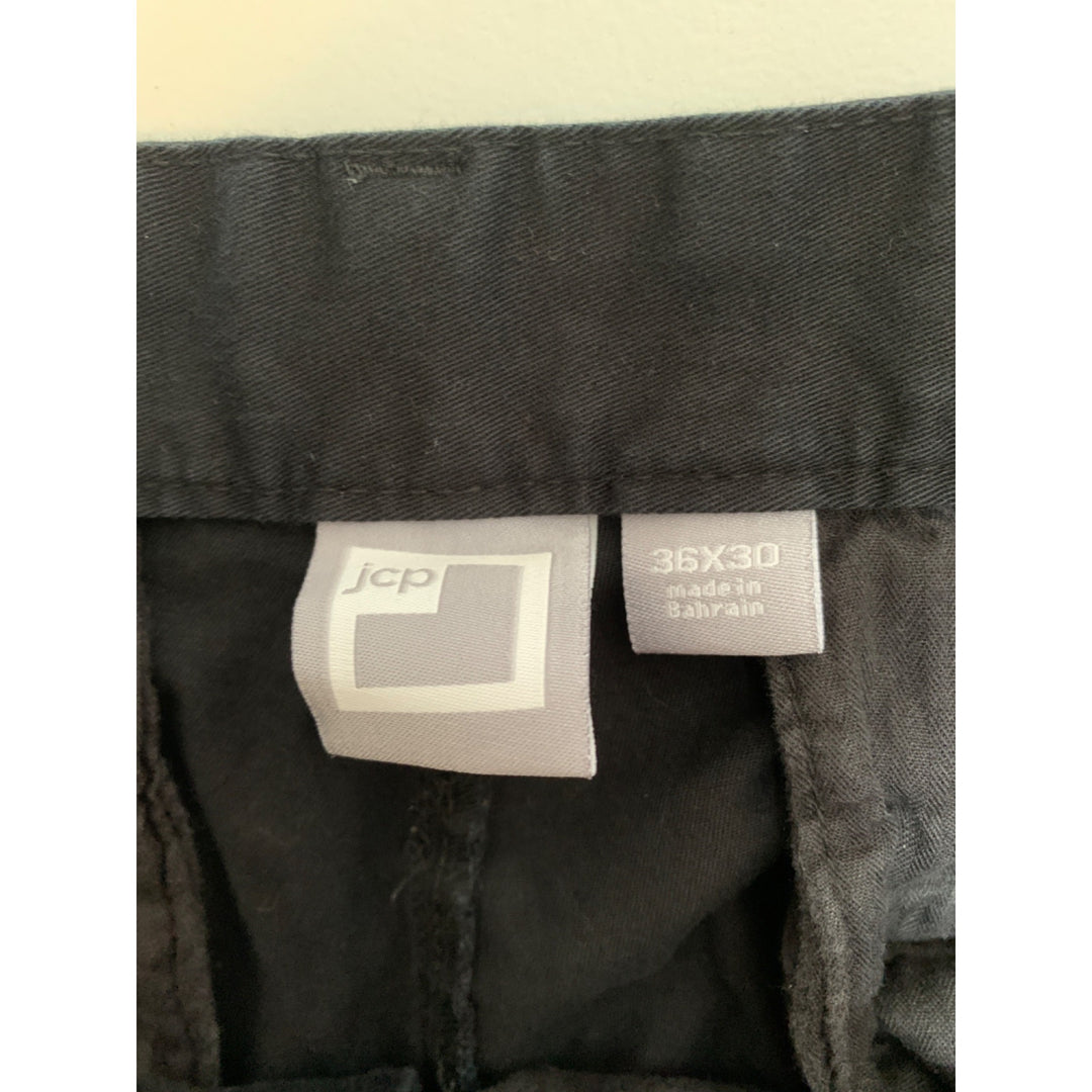 JCP Mens Black Cotton/Spandex Blend Chinos Size 36X30