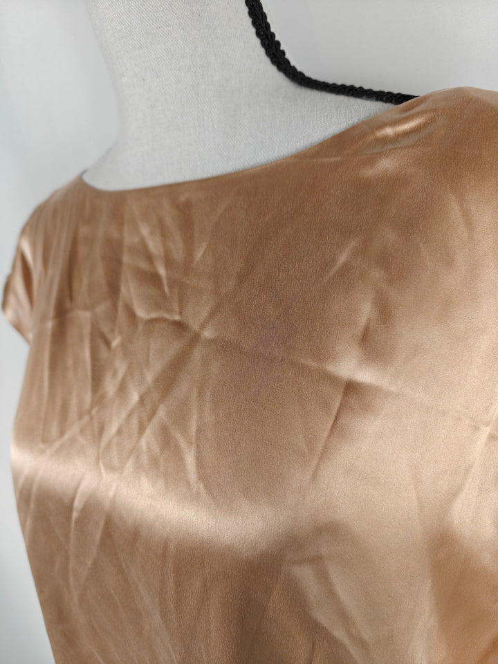 Women Club Monaco Silk Cowl Back Dress Champagne Size 6