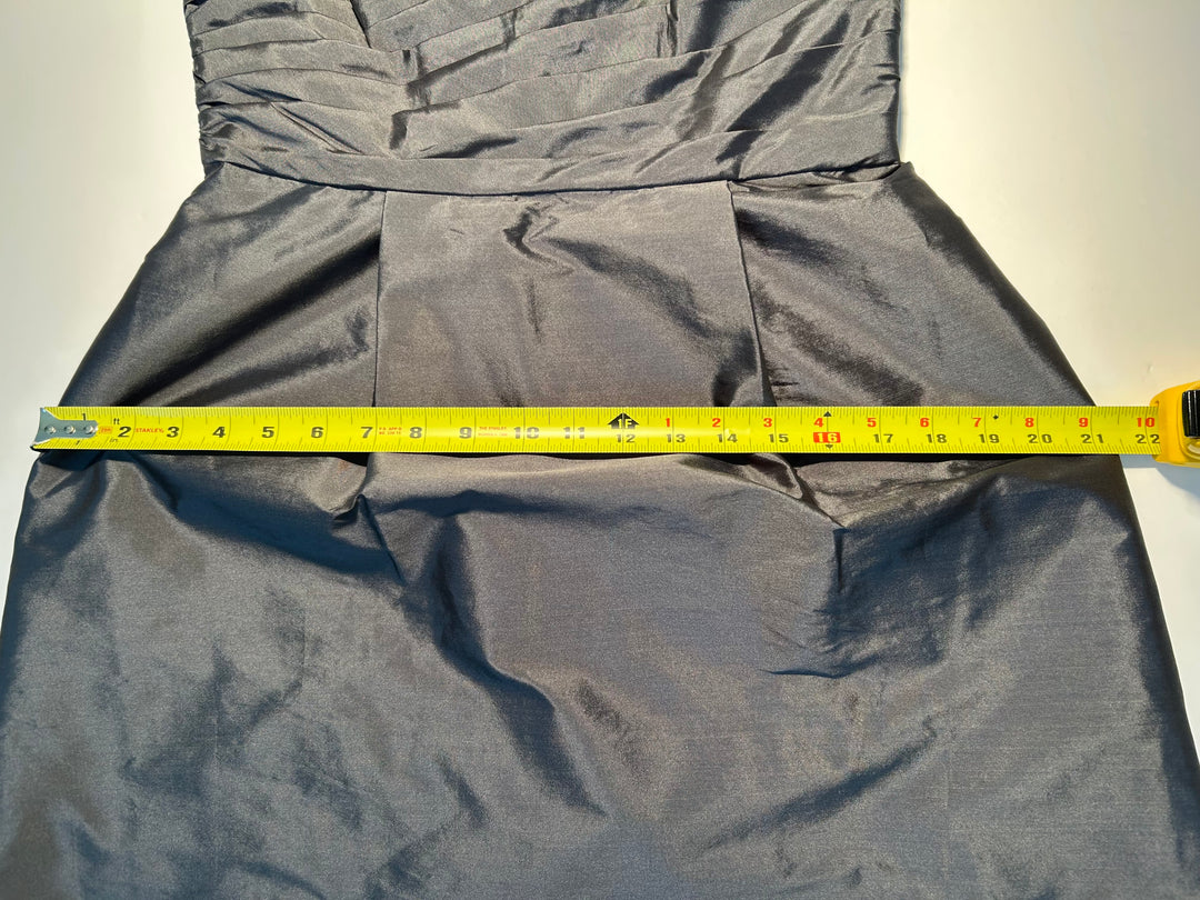 Monique Lhuillier Bridesmaids Gray One Shoulder Pleated Cocktail Knee Length Dress Size 8