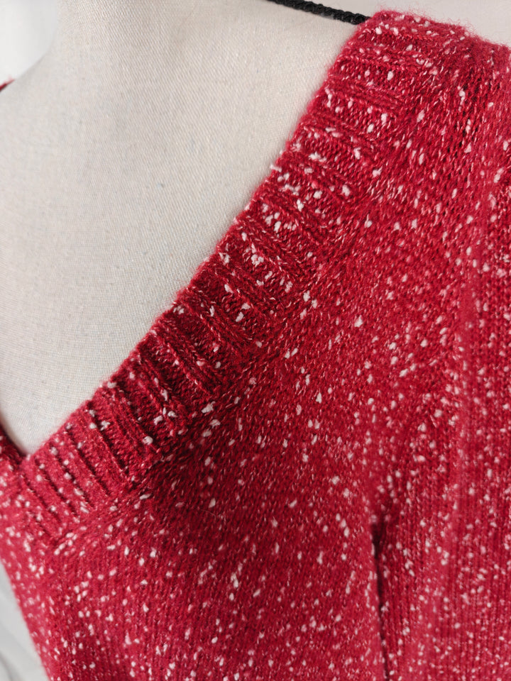Women’s Lovers + Friends Sweater Dress Red Speckled V-Neck Size S