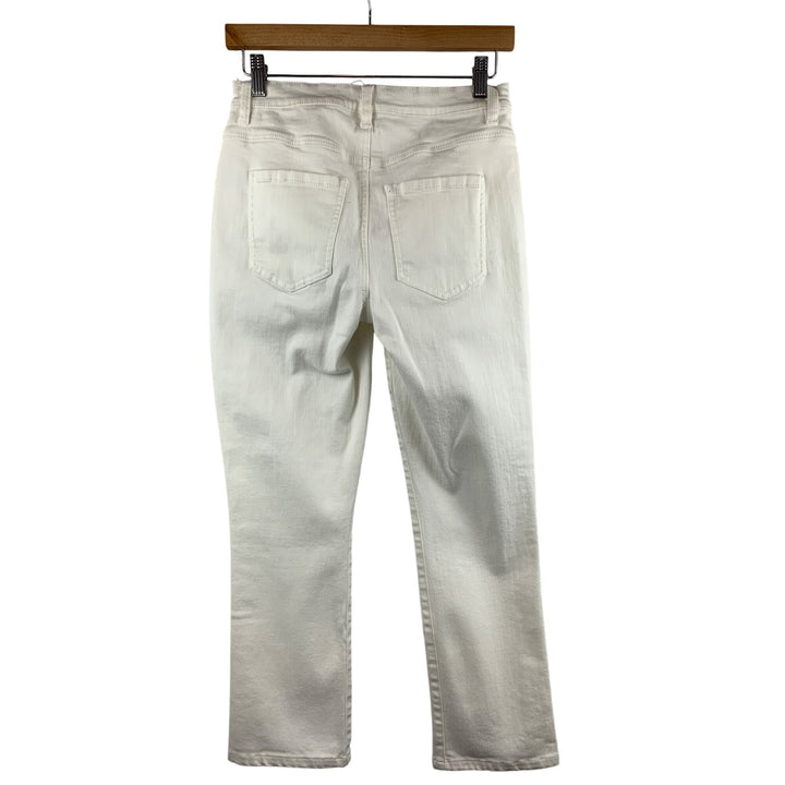 Cabi Womens Off-White Button-Fly Straight Jeans Size 4