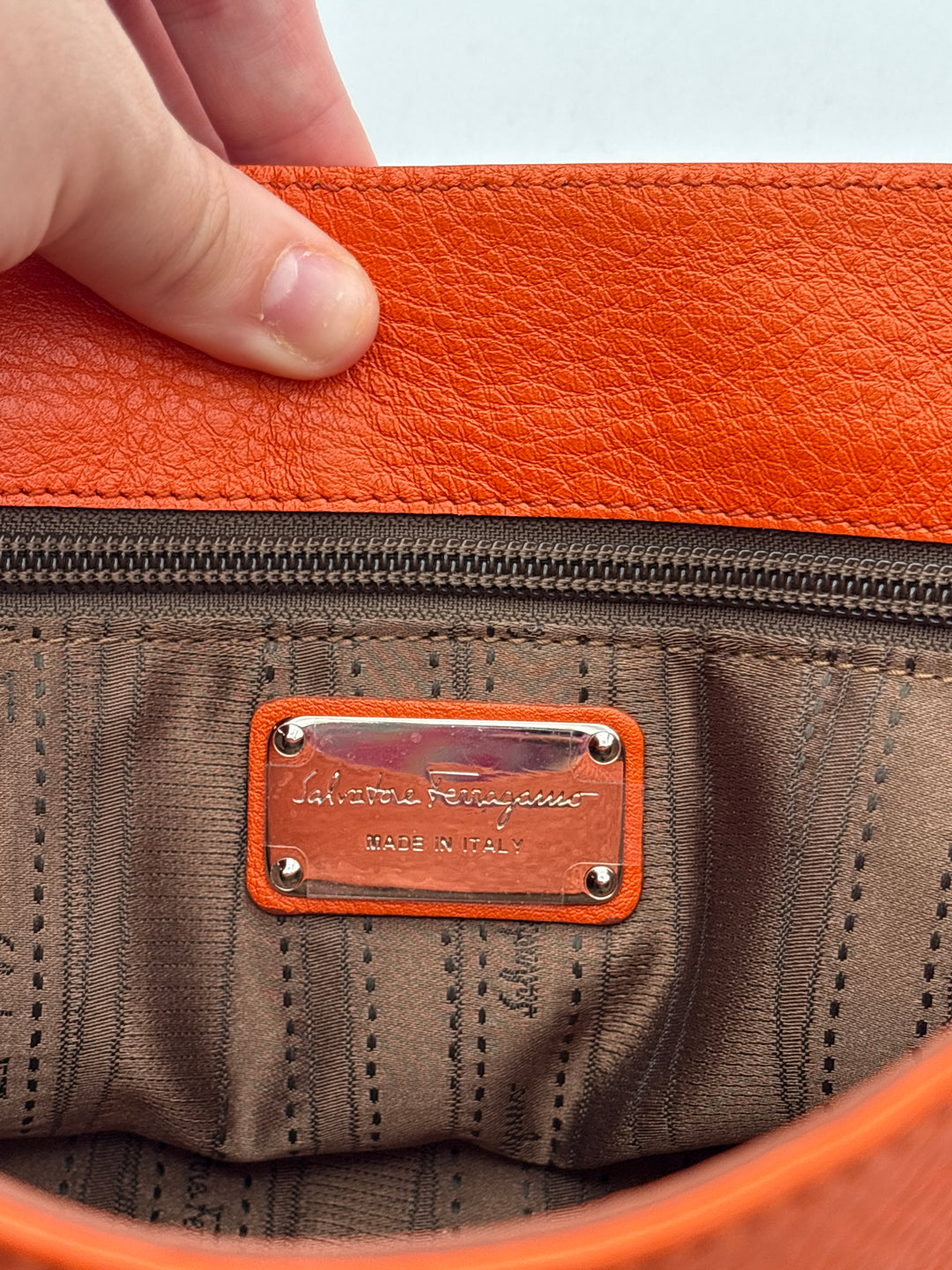 Women’s Salvatore Ferragamo Orange Leather Crossbody Purse