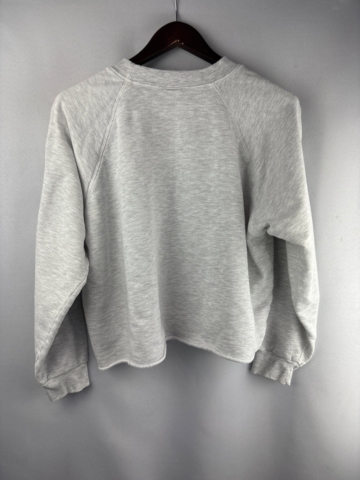 Women’s I.S.M.B.S Medium Light Gray Smiley Cropped Sweater