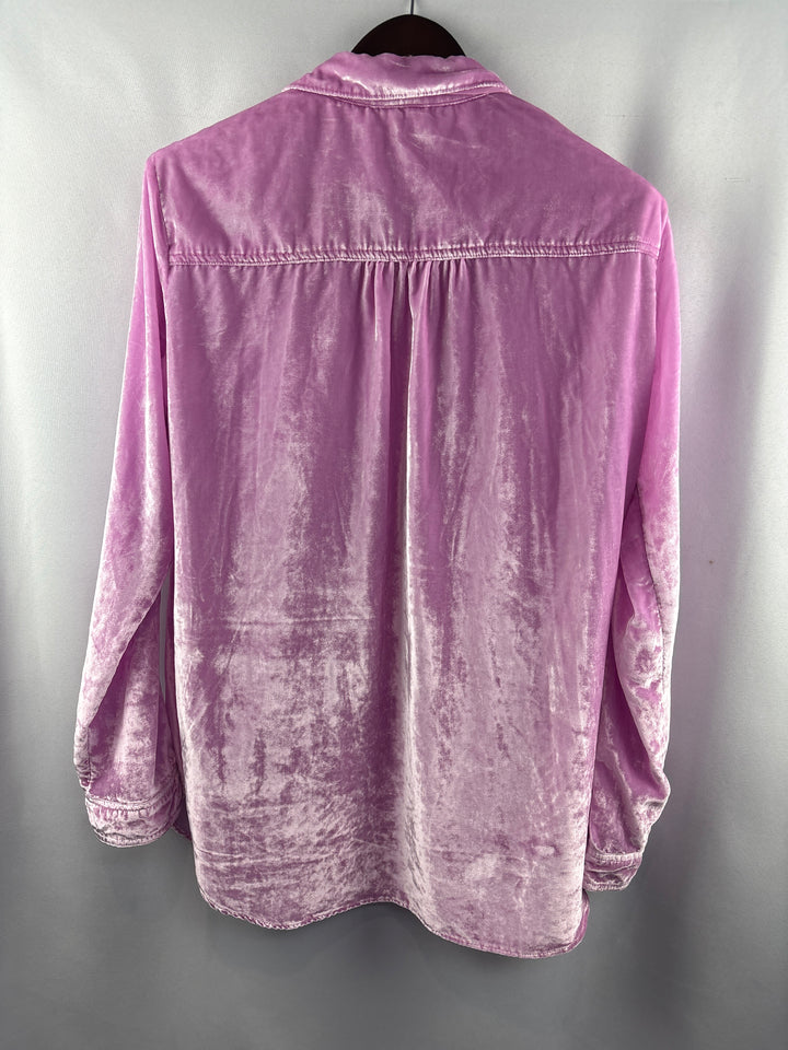Women’s Pilcro Size 16 Cool Pink Crushed Velvet Button Up