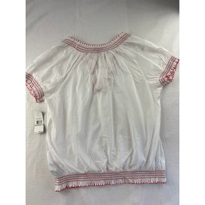 Women’s Tommy Hilfiger Size 1X White with Red Detailing Short Sleeve Shirt.