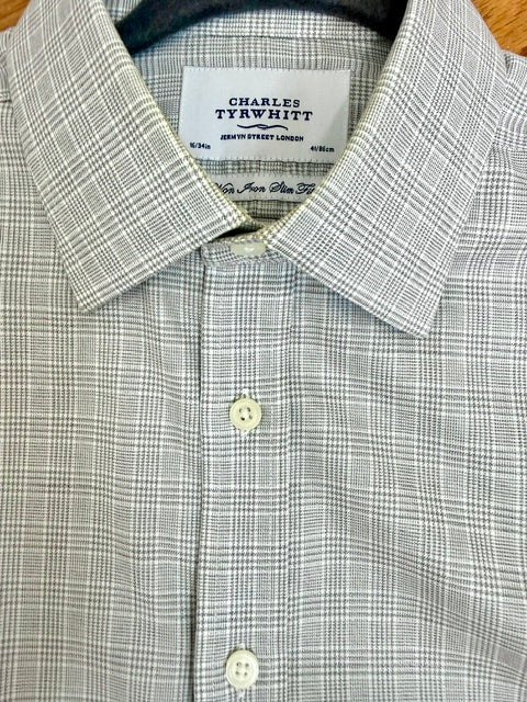 Charles Tyrwhitt Non‑Iron Slim Fit Windowpane Shirt SzL(16/34)