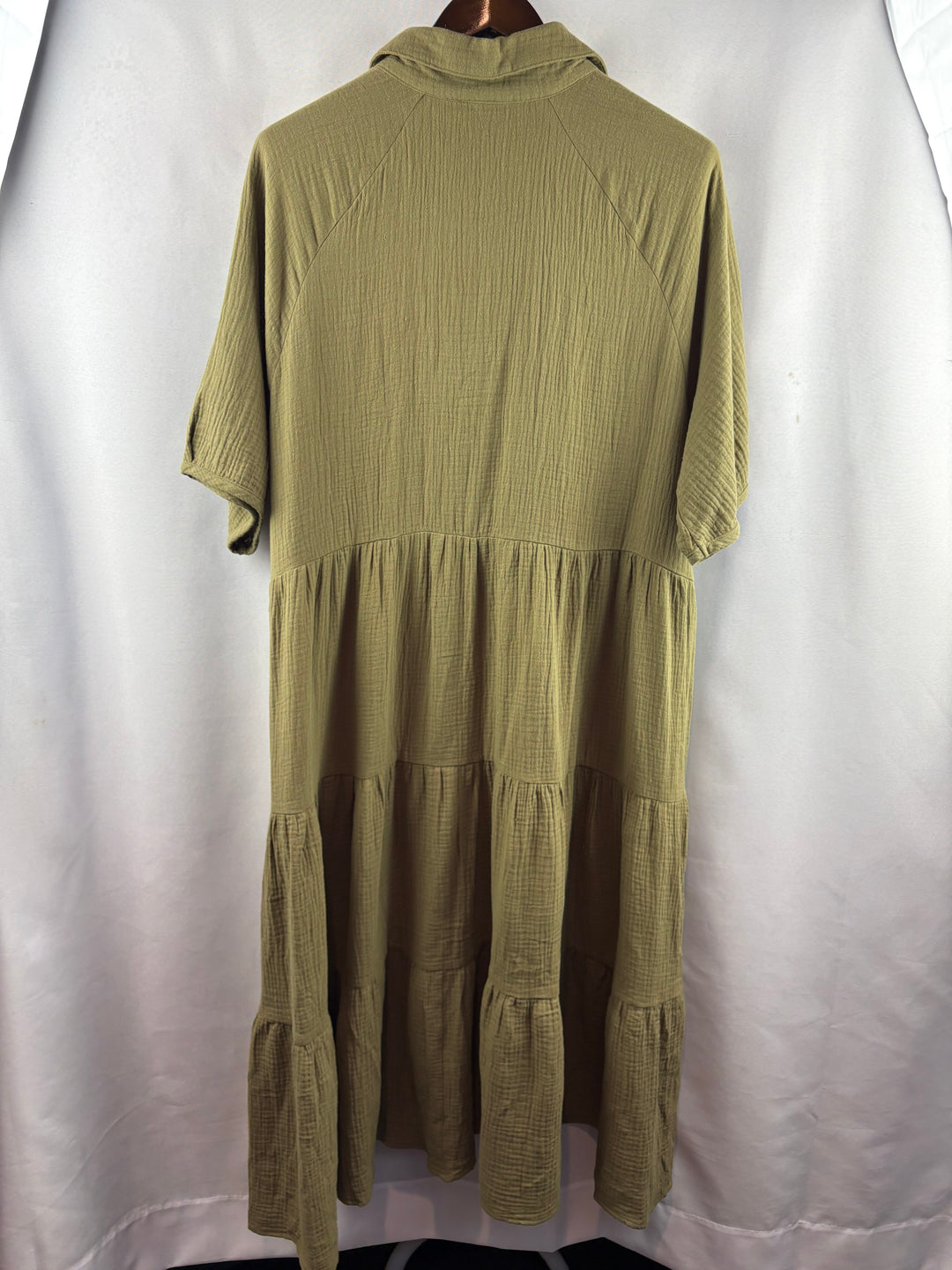 Women’s Paintcolors Fashion XXL Olive Green Button Up Maxi Dress