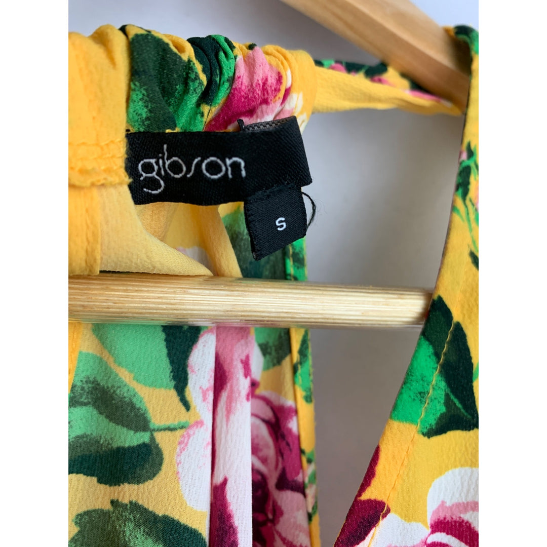 Women's Gibson Yellow Floral Halter Top Size S
