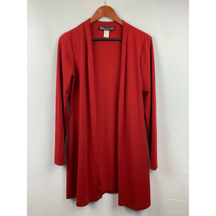Susan Lucci Red Open Front Long Cardigan XS