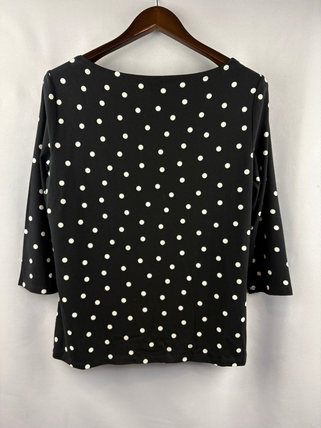 Women’s Ann Taylor Factory Large Black w/ White Polka Dot Blouse