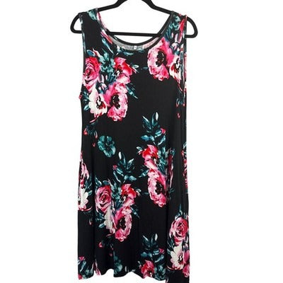 Women’s Sleeveless A-line floral swing dress Sz XL