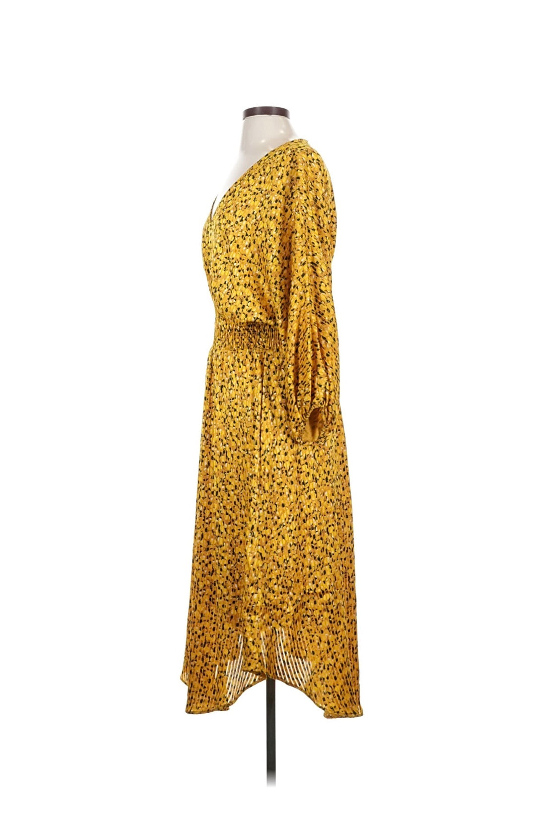 Anthropologie Yellow Floral Springtime Boho Party V-neck long Dress Size S