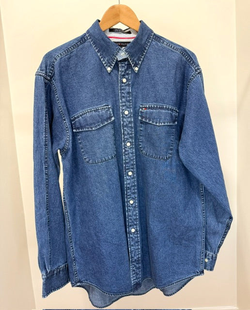 Tommy Hilfiger Men's Denim Jean Button Down Shirt SzL