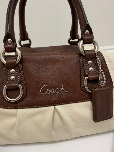 Coach Ashley Two‑Tone Leather Satchel F15445 – 2014