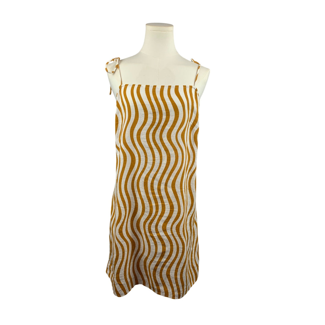 Womens Striped Sleeveless Midi Dress With Tie-Strap & Back Cutout