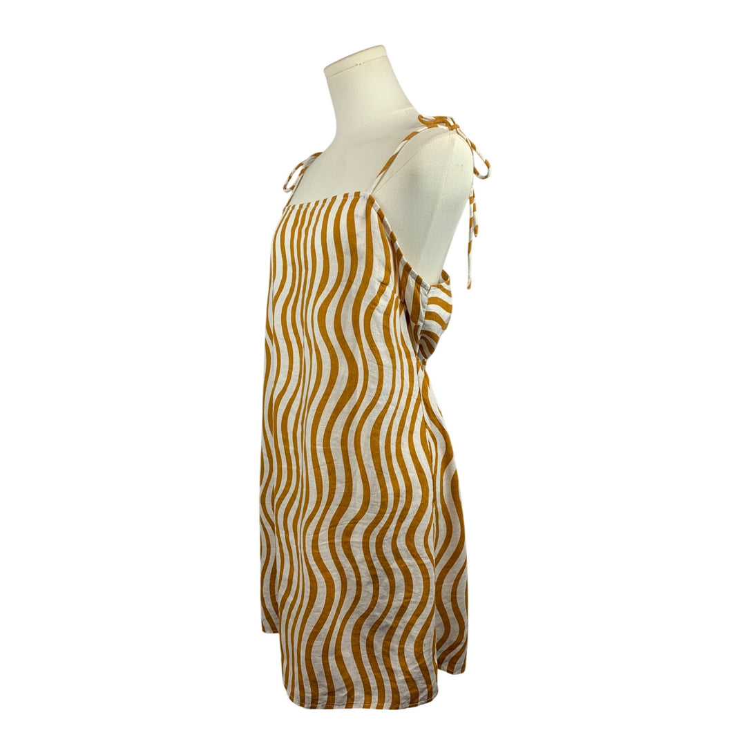 Womens Striped Sleeveless Midi Dress With Tie-Strap & Back Cutout