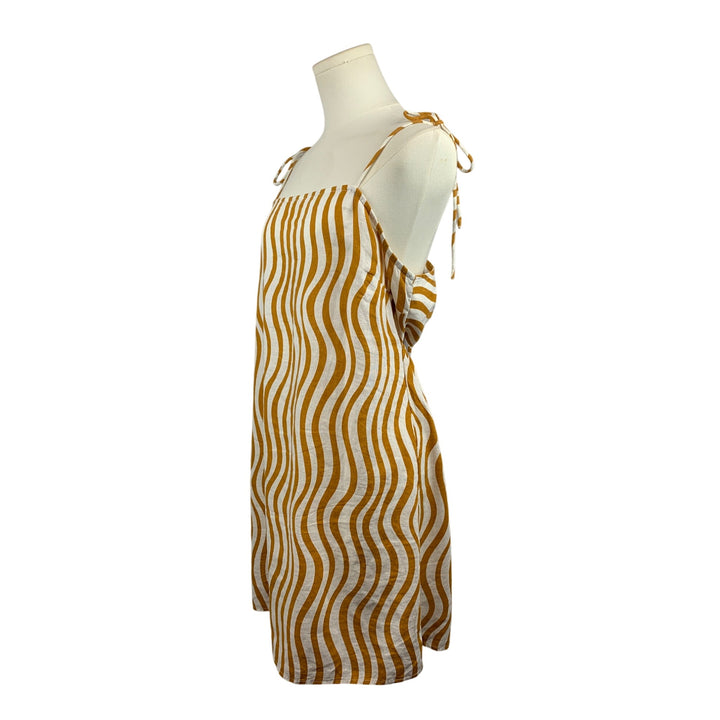 Womens Striped Sleeveless Midi Dress With Tie-Strap & Back Cutout