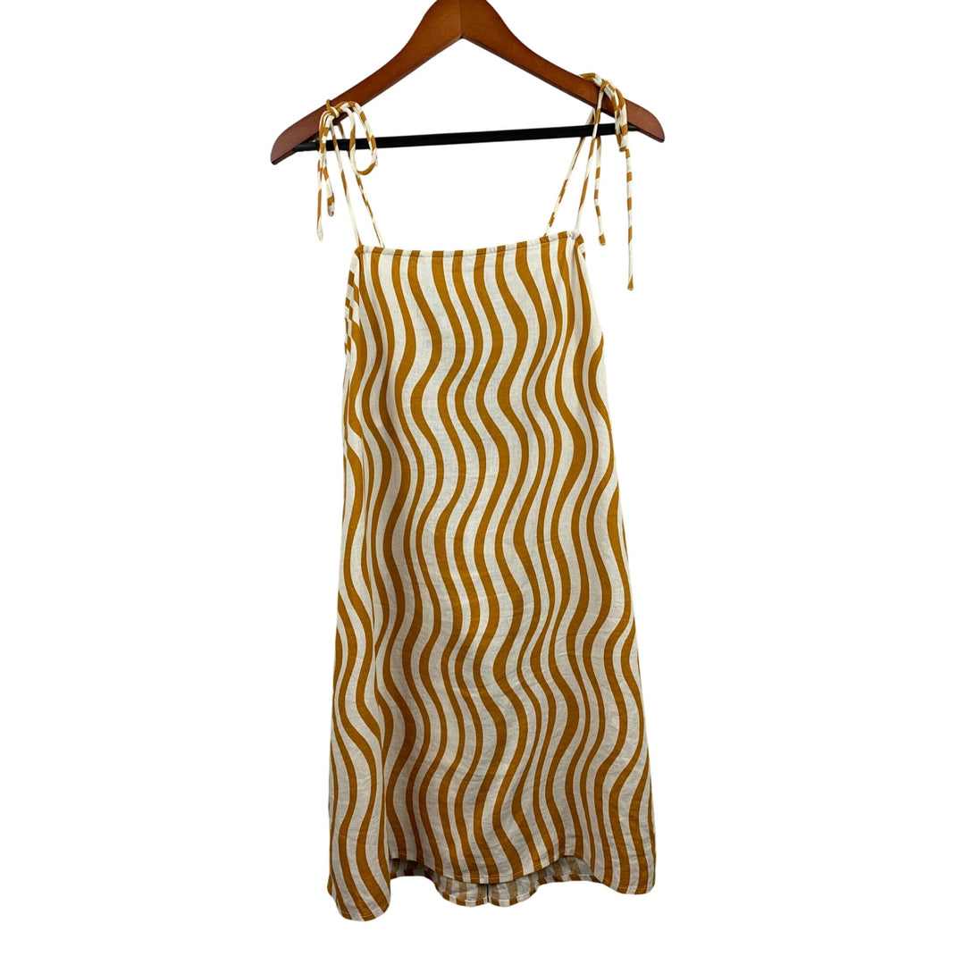 Womens Striped Sleeveless Midi Dress With Tie-Strap & Back Cutout