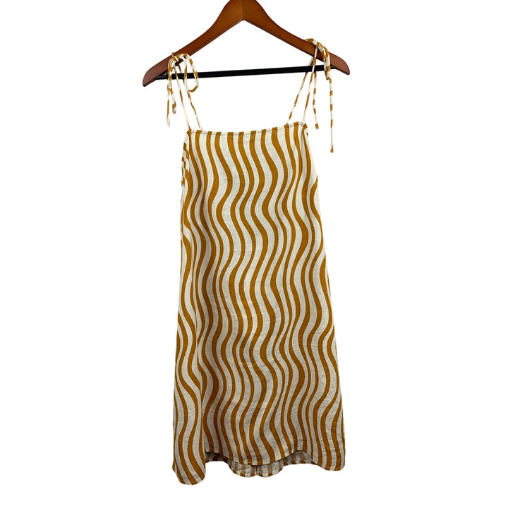 Womens Striped Sleeveless Midi Dress With Tie-Strap & Back Cutout