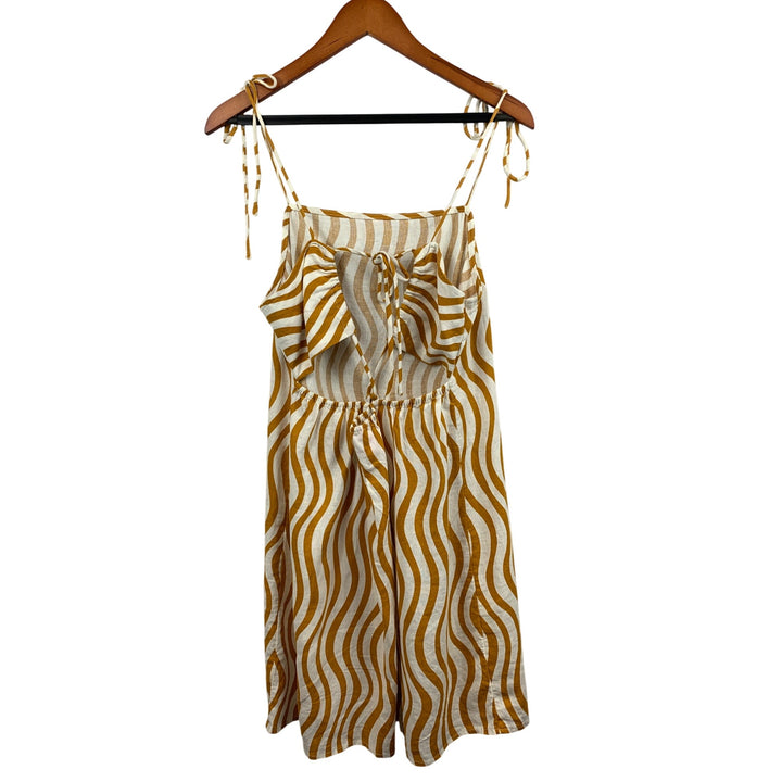 Womens Striped Sleeveless Midi Dress With Tie-Strap & Back Cutout