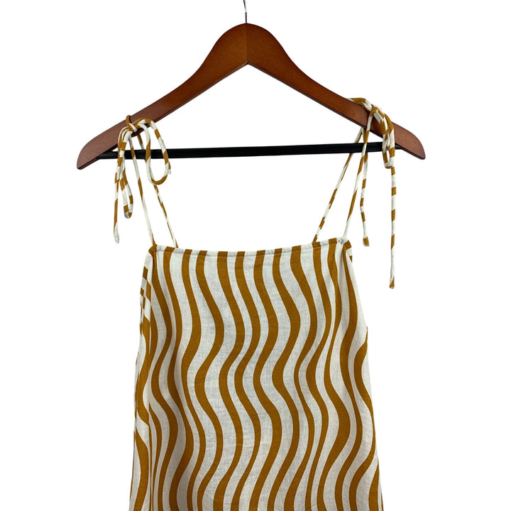 Womens Striped Sleeveless Midi Dress With Tie-Strap & Back Cutout