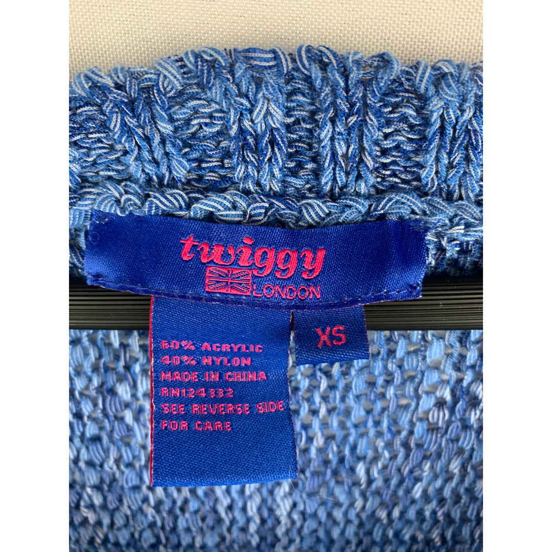 Twiggy London Womens Blue Textured Short Sleeve Knit Top XS