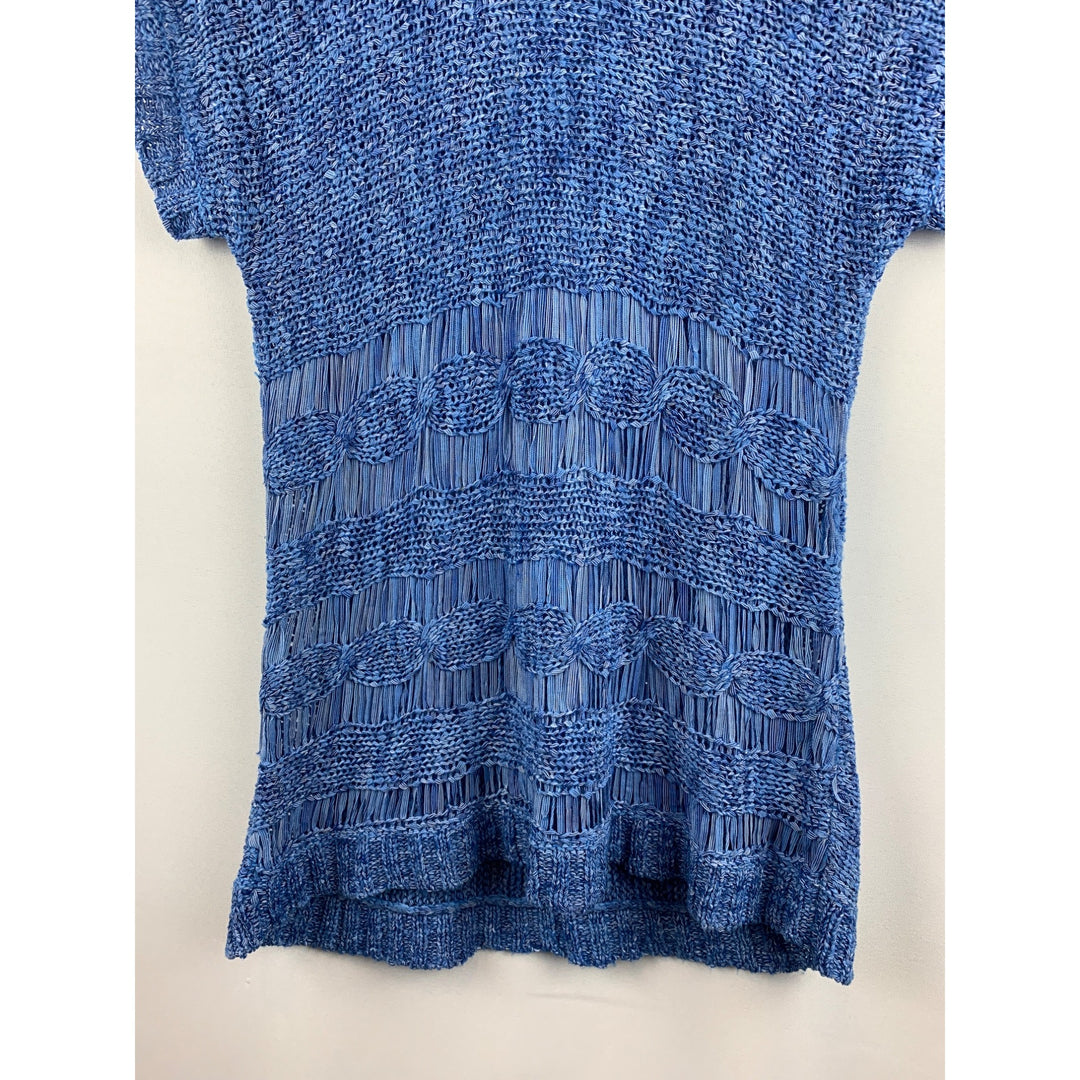 Twiggy London Womens Blue Textured Short Sleeve Knit Top XS