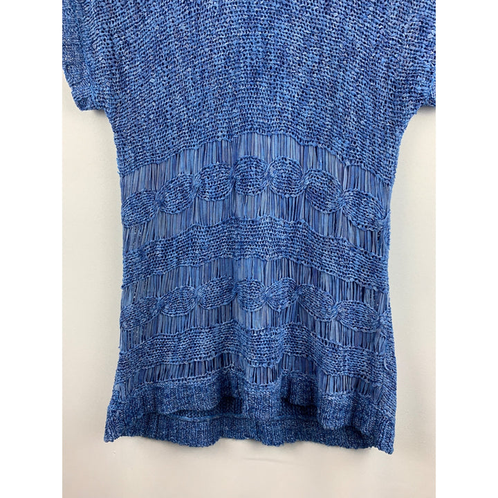 Twiggy London Womens Blue Textured Short Sleeve Knit Top XS