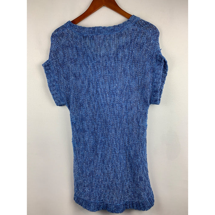 Twiggy London Womens Blue Textured Short Sleeve Knit Top XS