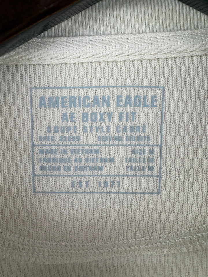 Men’s American Eagle Medium Cream Long Sleeve Waffle Shirt