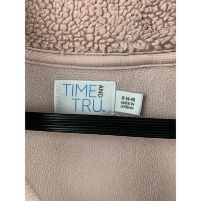 Women's Time and Tru Blush Pink Polyester Zip Up Sweater - Size S(4-6)