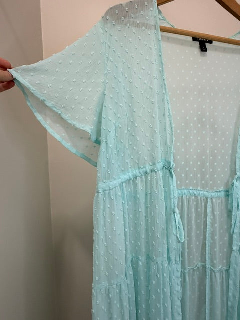 Torrid Swiss Dot Tiered Mesh Kimono Cardigan Cover Up Sz1/ 1X/ 14-16