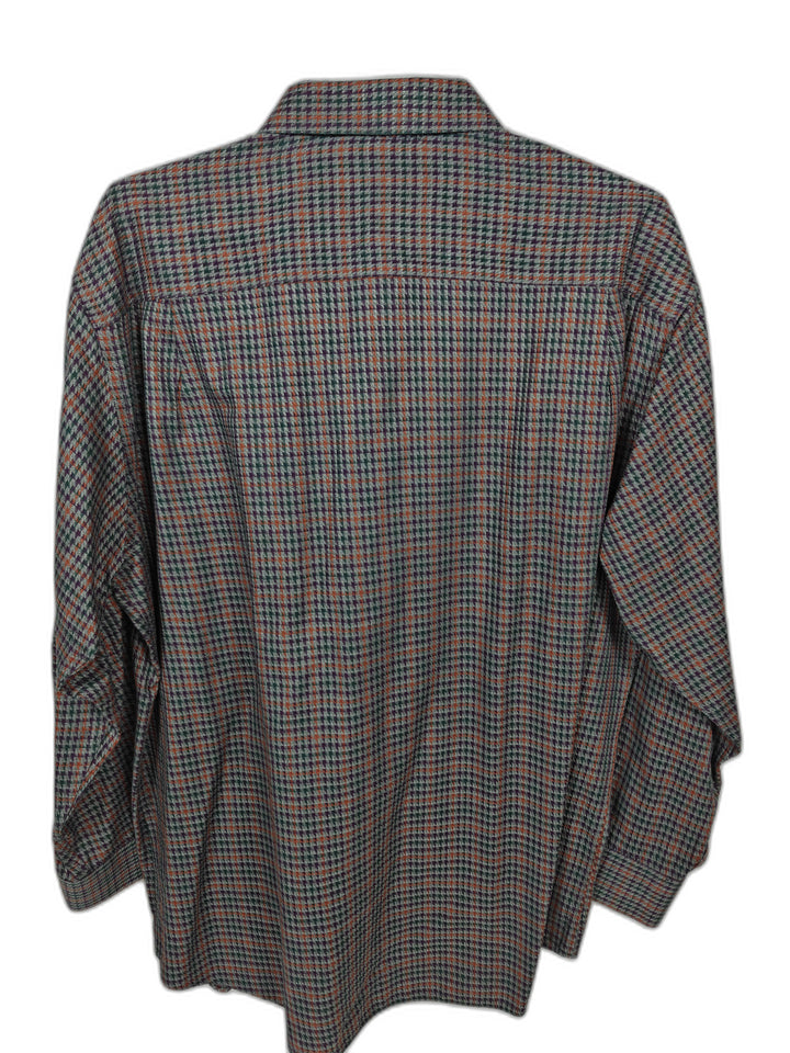 Paul Fredrick 16 34 Tailored Fit Non-Iron Dress Shirt Multicolor Check Two Ply Cotton