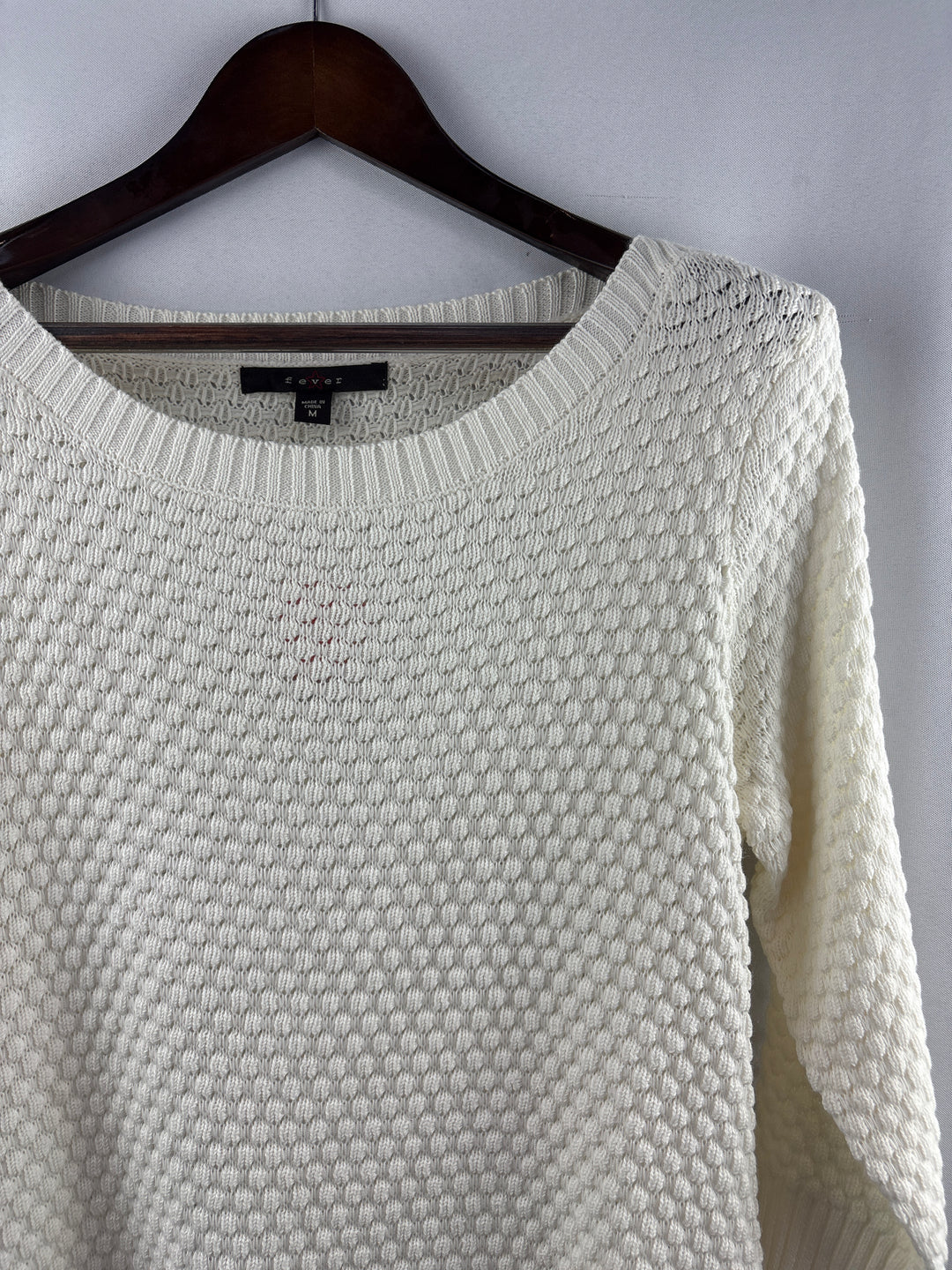 Women’s Fever Medium Cream Knit Scoopneck Sweater