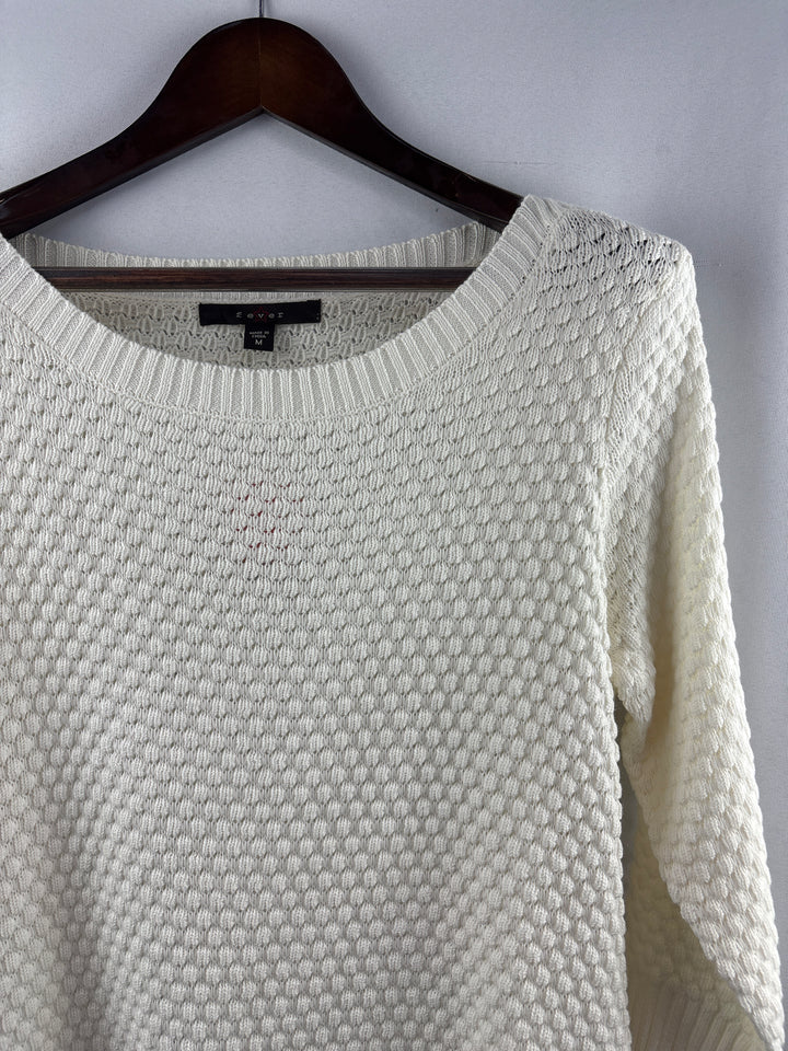 Women’s Fever Medium Cream Knit Scoopneck Sweater