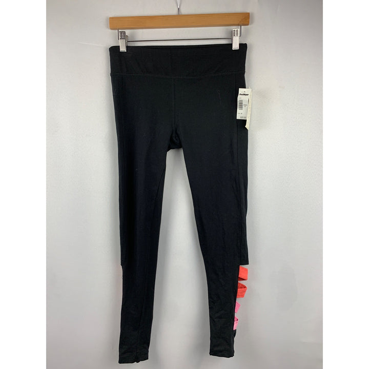 French Laundry Womens Black Leggings With Pink & Red Cut-Out Detail Cotton/Spandex Size M Machine Washable