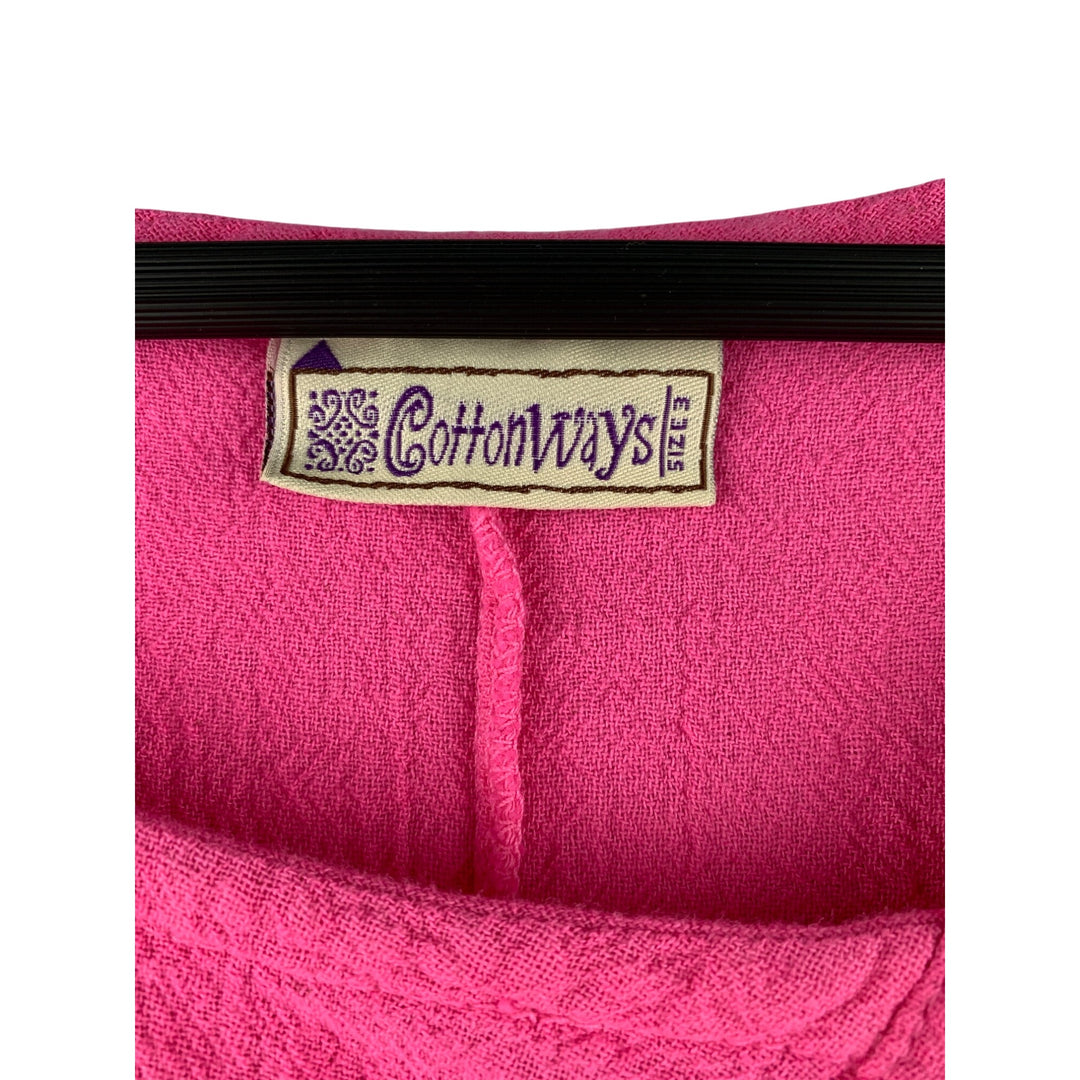 Cottonways E3 3X Sleeveless Hot Pink Button Accent Top