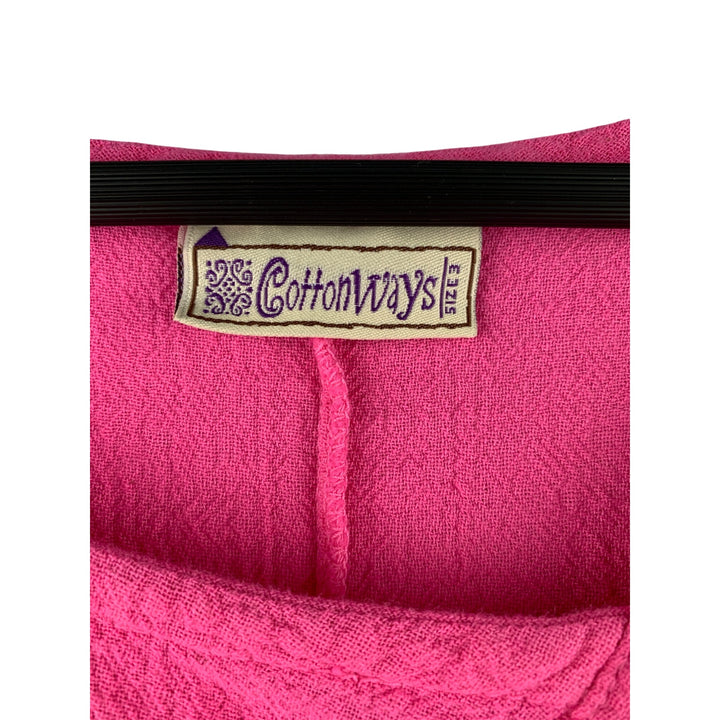 Cottonways E3 3X Sleeveless Hot Pink Button Accent Top