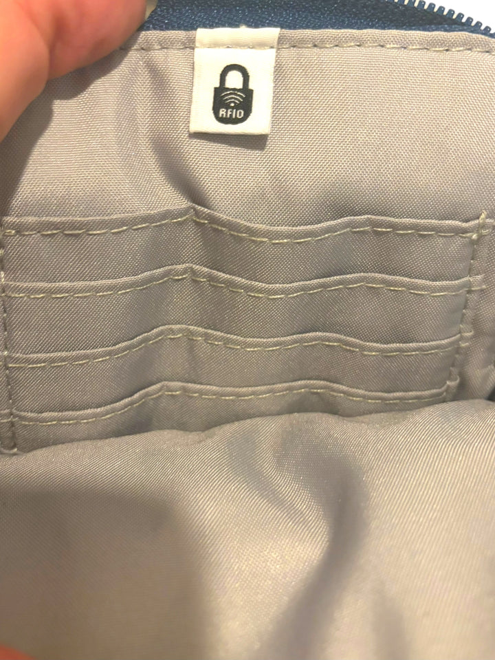 Baggallini Bryant Pouch Navy Blue Mini Crossbody RFID Cell Phone Bag NWT