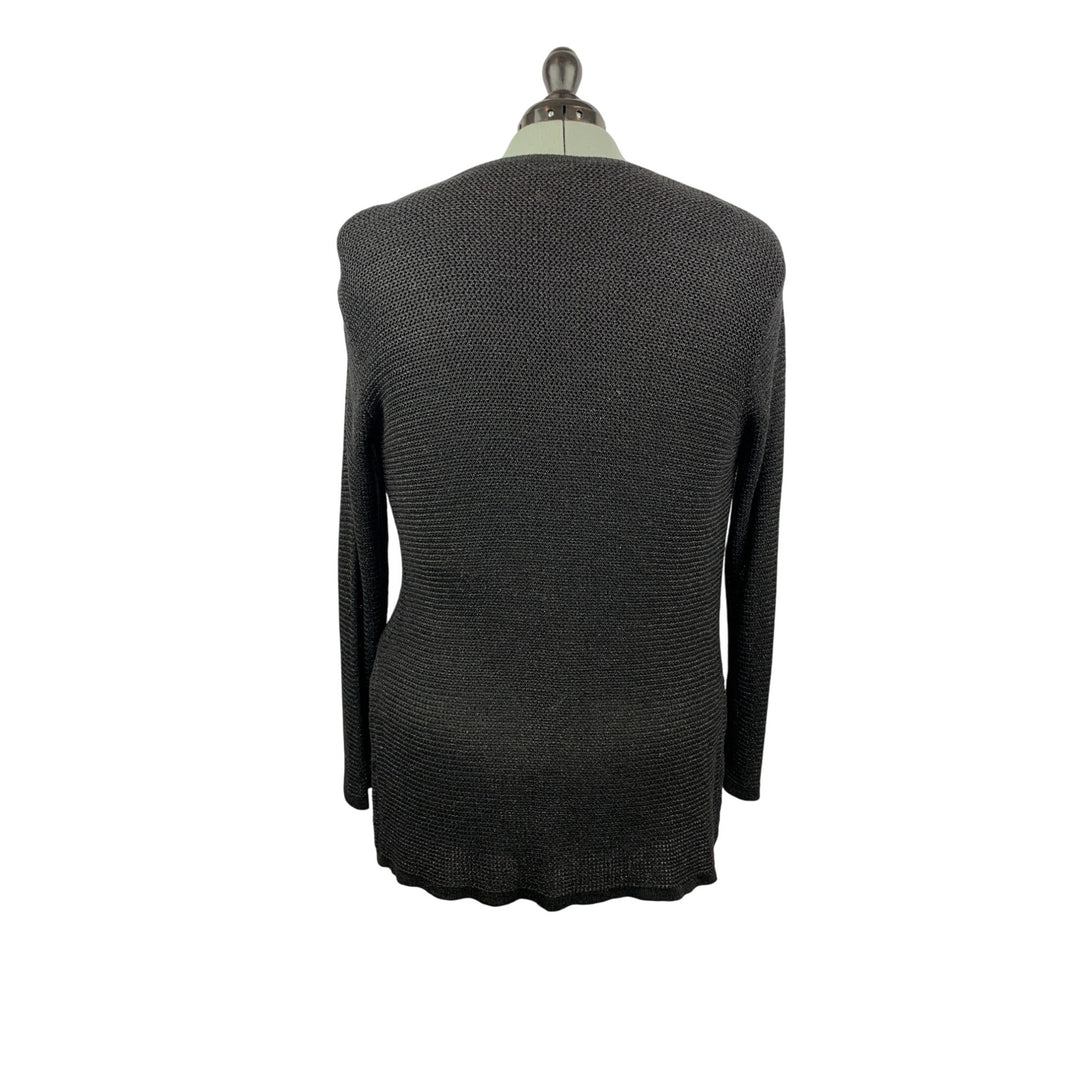 Womens Black Knit Top & Cardigan Set - Medium Size