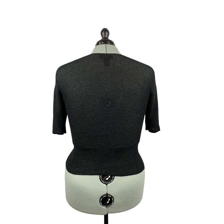 Womens Black Knit Top & Cardigan Set - Medium Size