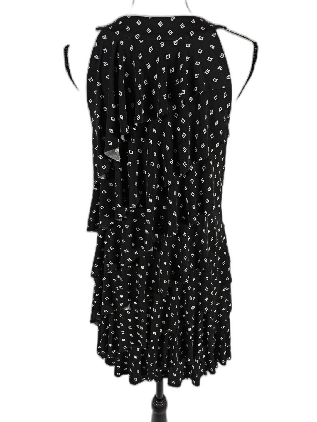 Women White House Black Market Ruffle Dress Black White Size S