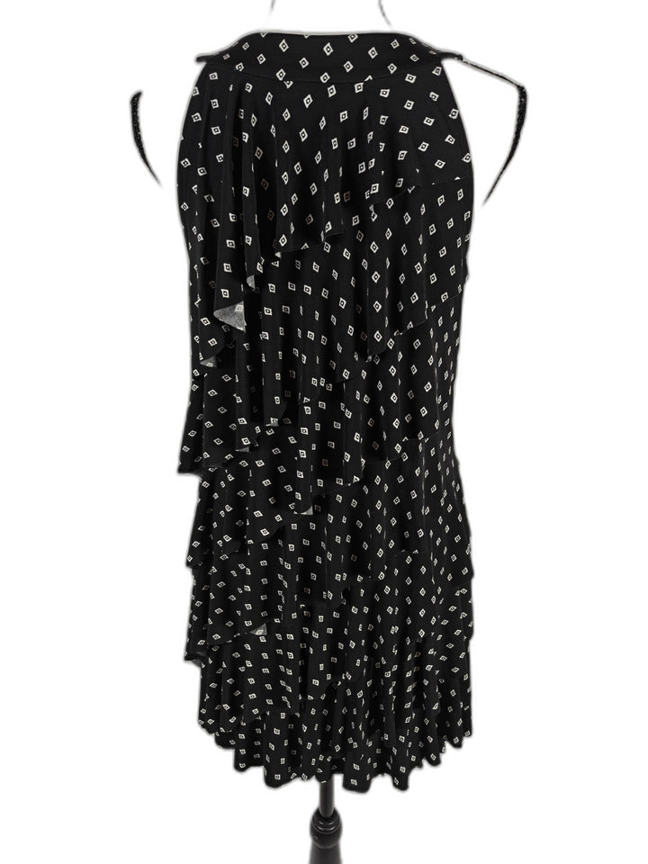 Women White House Black Market Ruffle Dress Black White Size S