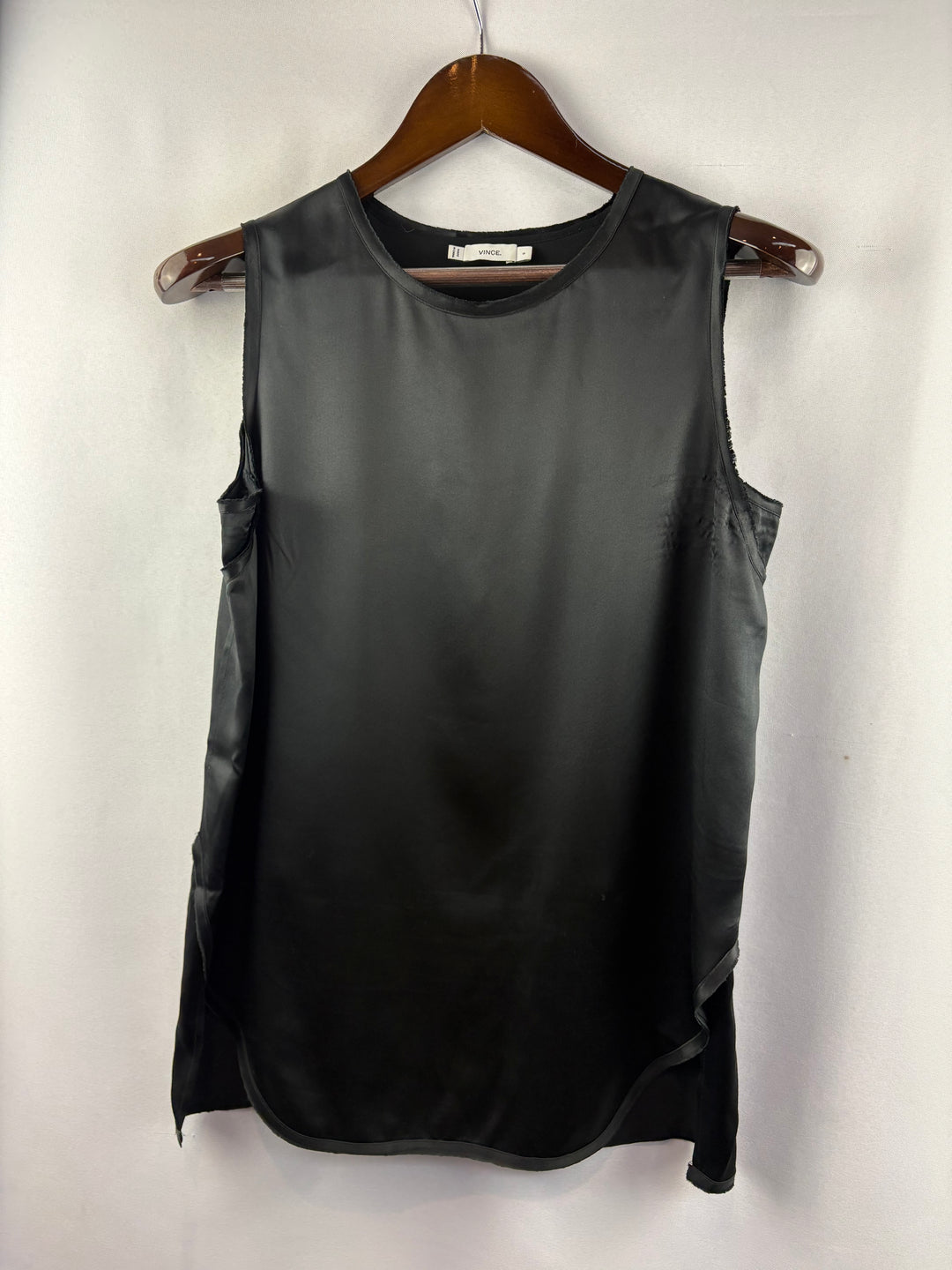 Women’s Vince Small Black Silk Sleeveless Blouse