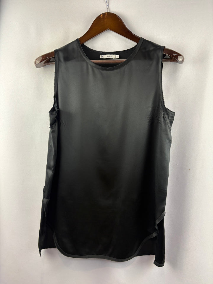 Women’s Vince Small Black Silk Sleeveless Blouse