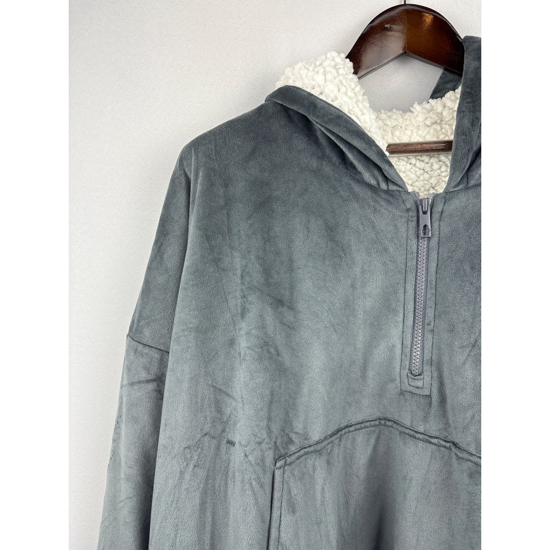 Unisex The Comfy One Size Fleece Lined Gray Wearable Blanket Hoodie
